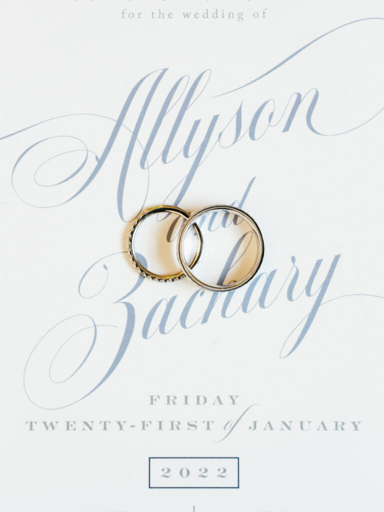 Invitation and Rings for Winter Wedding