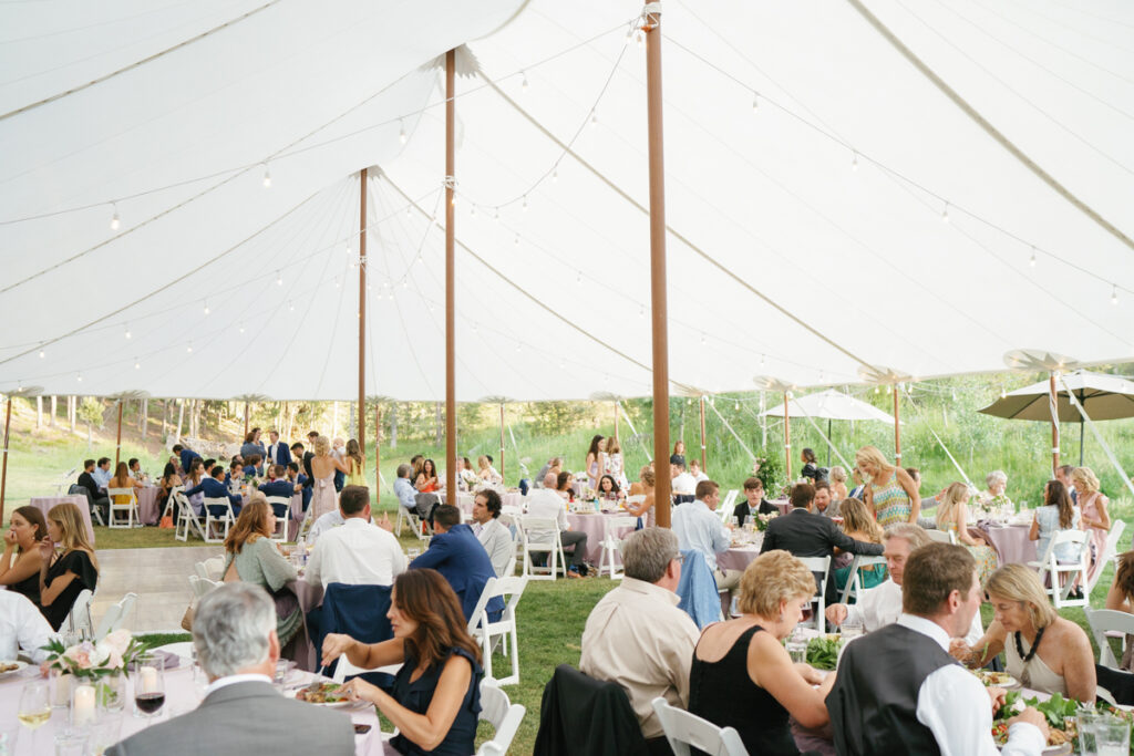 Tent at Galena Lodge Wedding Reception during July Summer