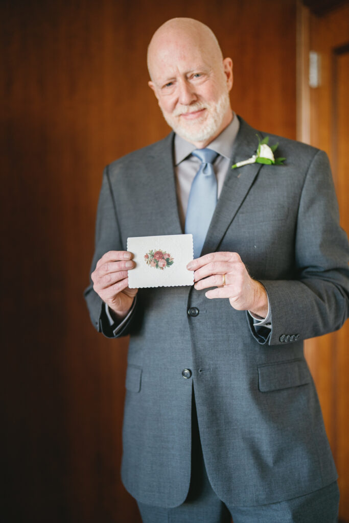 Father of the bride and personal note before Sun Valley Wedding