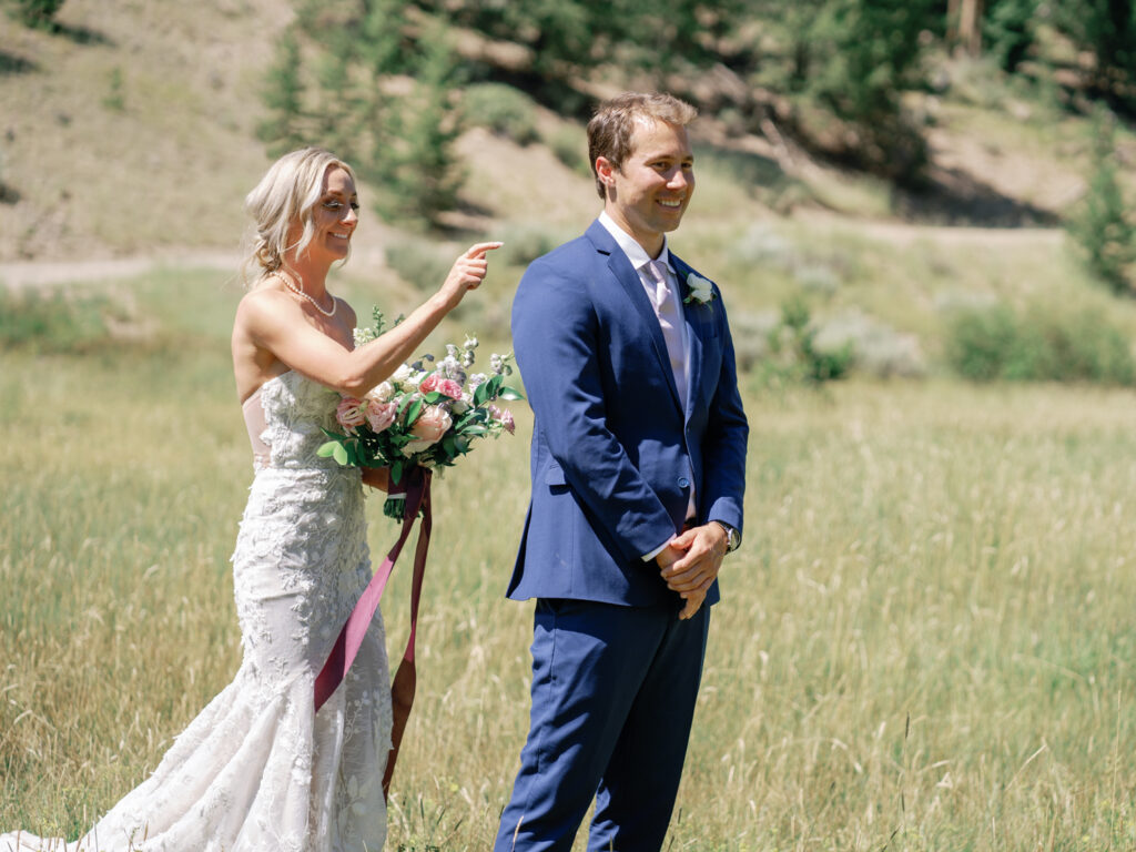 First Look with Groom at Galena Lodge in Sun Valley