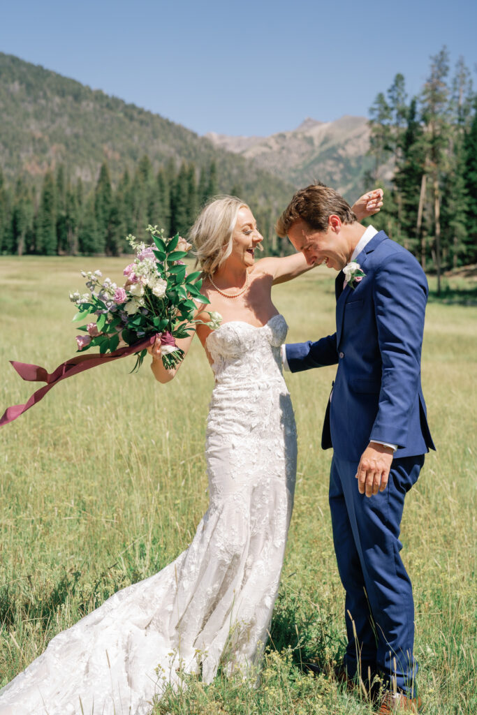 First Look with Groom at Galena Lodge in Ketchum