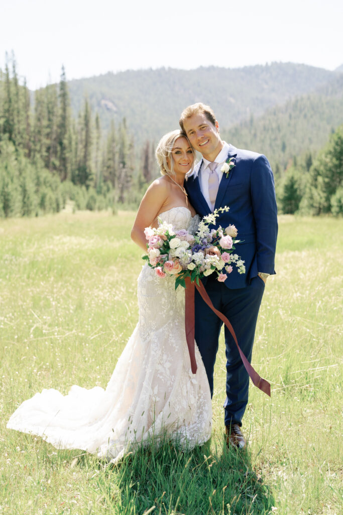 Bride and  Groom portraits  at Sun Valley's Galena Lodge in Ketchum