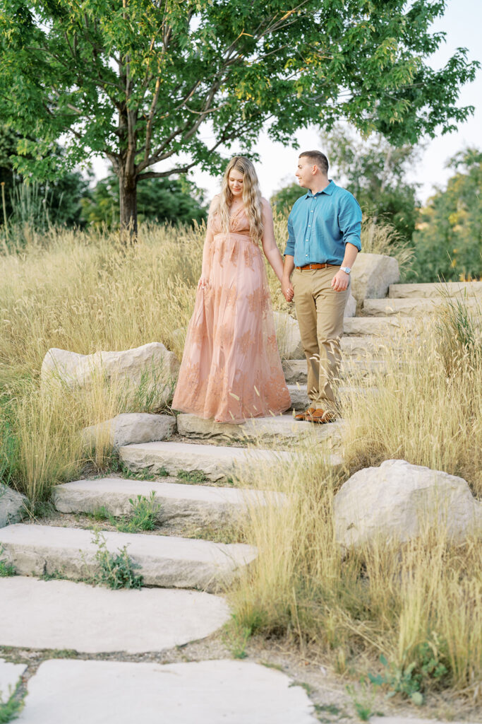 Boise Best Wedding Venue Idaho Botanical Garden Engagement Session stairs