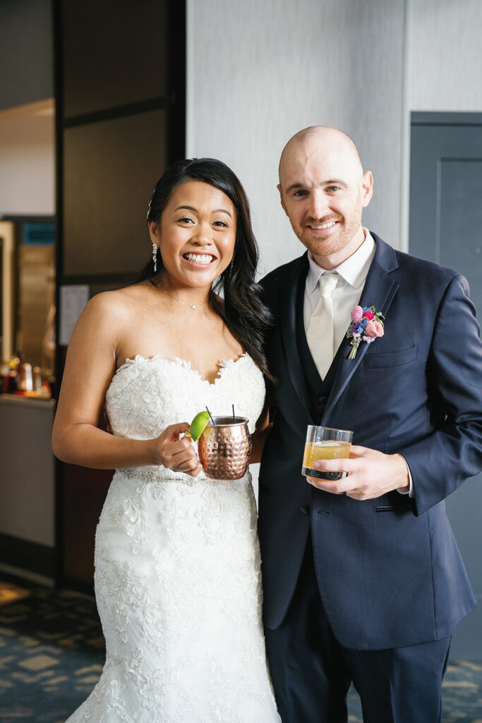 Boise Best Wedding Venue Residence Inn Cocktail hour Bride and groom signature drinks