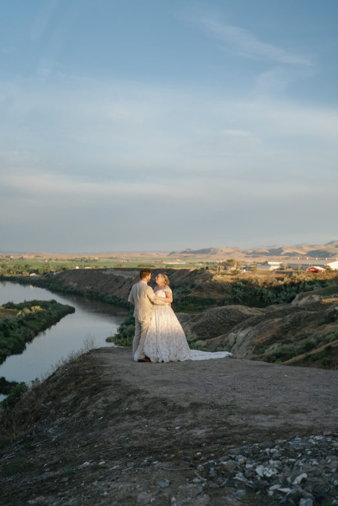 Boise Wedding Venue Fox Canyon Vineyard in Marsing bride groom view