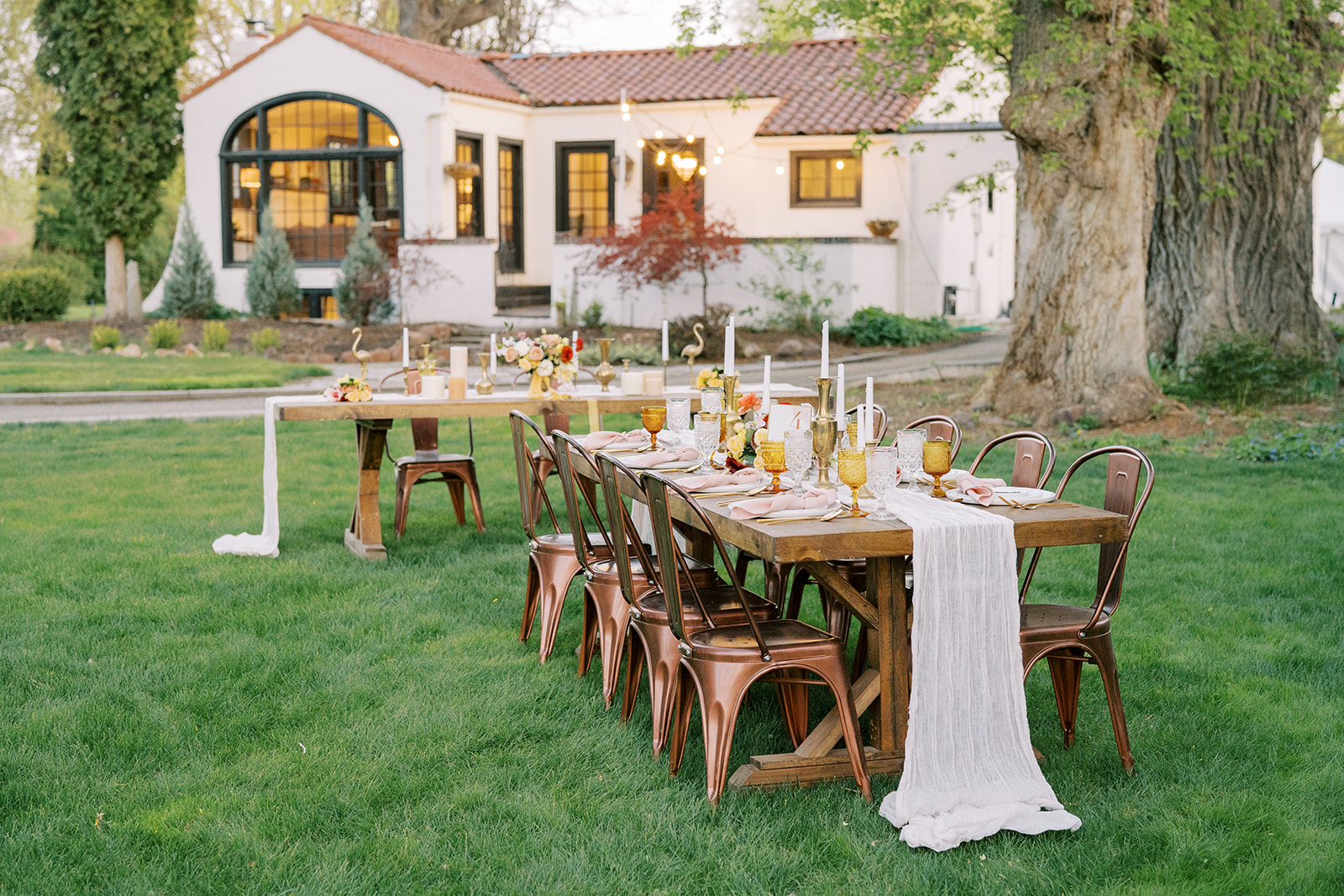 The Ultimate Guide to 28 of Boise Idaho's  Best Wedding Venues  Cottage at Riverbend Reception on front lawn